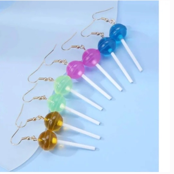 ❤️ FREE Lollipop Set Candy Drop Modern Pop Art Artsy Pop Hip Girly Earrings Set - Picture 2 of 4